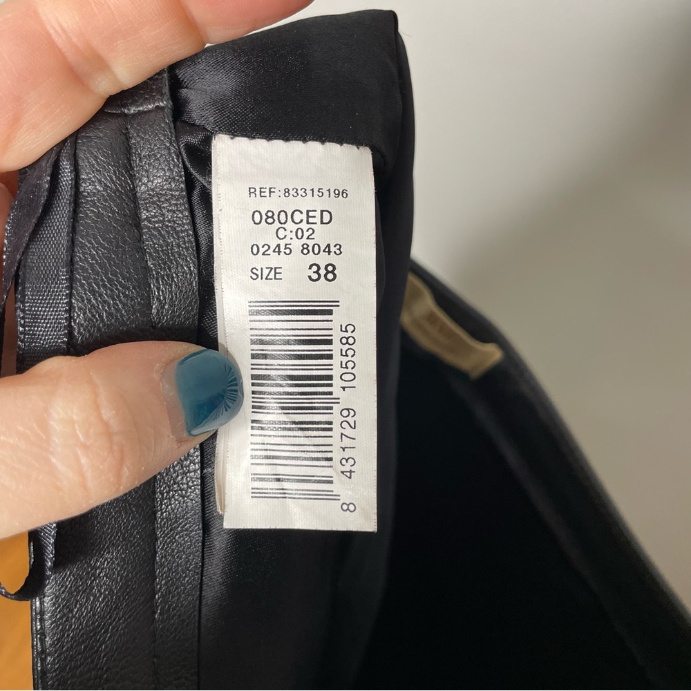 MNG Mango Genuine Leather Buttery Soft Bootcut Pants Lined In Black Size US 6 - Picture 8 of 11